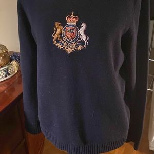 Lauren Ralph Lauren pull over sweater, with Lion Logo. Size M